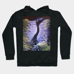 Majestic Woods, Misty Wood, Tree Painting, Woods artwork, Purple Woods Print, Fantasy Wood Hoodie